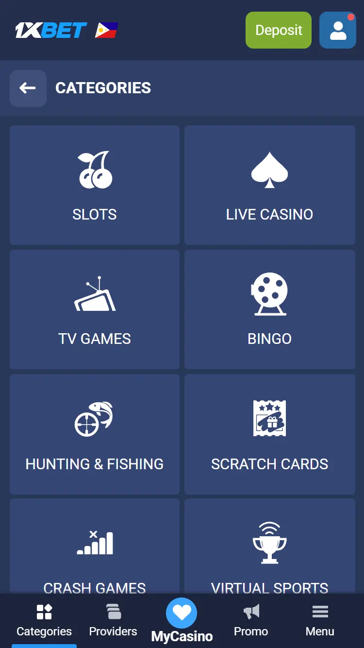 1xBet Aviator - Categories