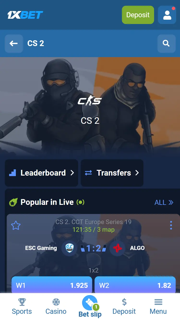 1xBet CS2 Betting