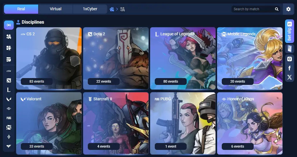 1xbet Esports-Real-Virtual-1xCyber