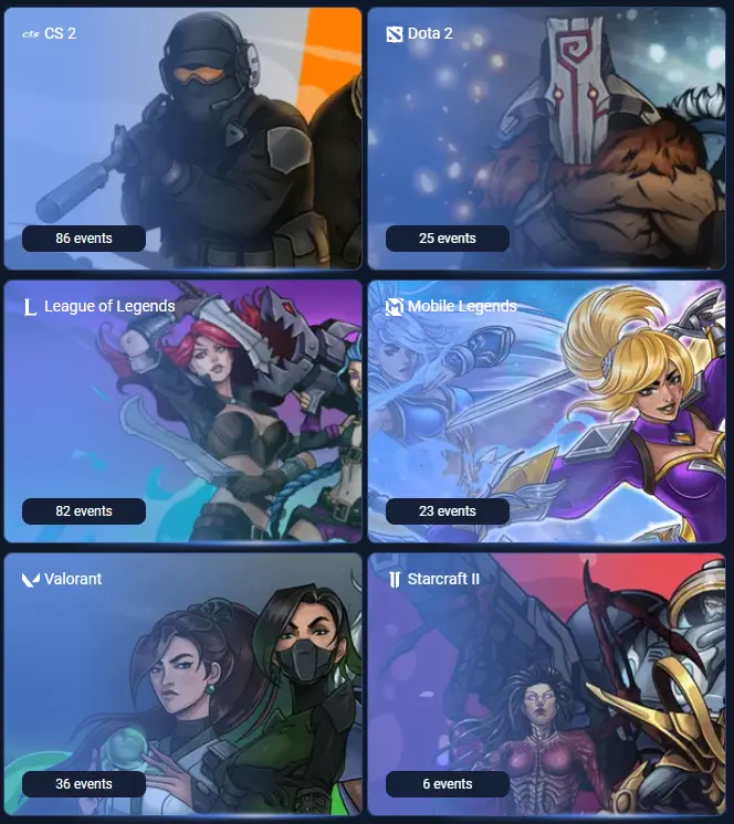 1xbet esports section