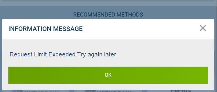 1xBet Request Limit Exceeded